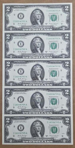 Lot crisp uncirculated 2 - of, $2