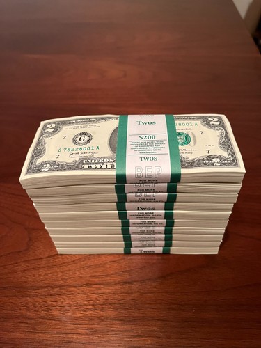 100 two dollar bills - 100, ($2)