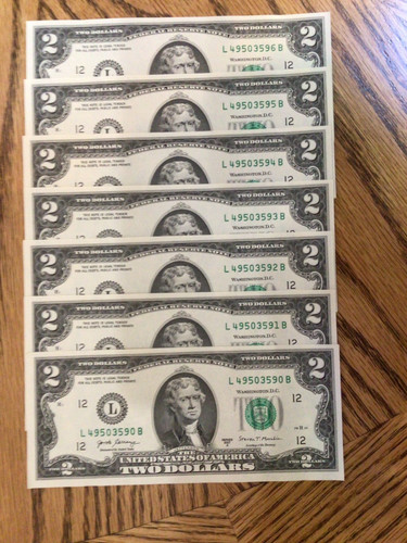 Two dollar bills - two,